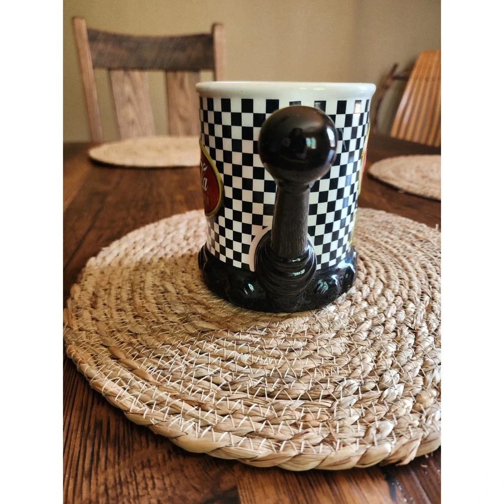 Coca Cola NASCAR Gear Shift Mug Tire Base Houston Harvest Racing Checkered